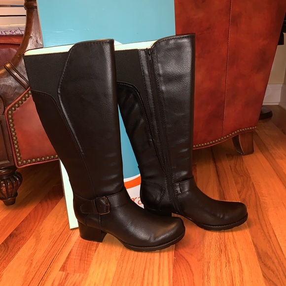 BareTraps Callipso Buckle Saddle Block heel Boot Shoes - NWT BARETRAPS KNEE HI BLACK WIDE WIDTH BOOTS SZ 8 -